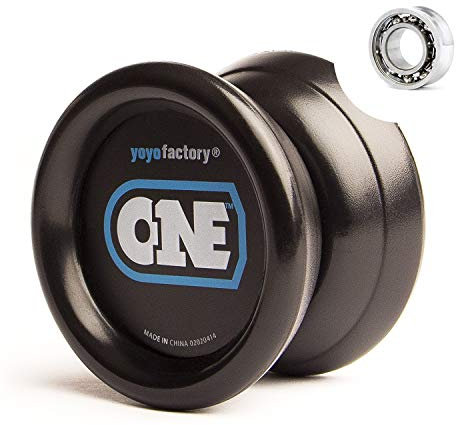 YoyoFactory One Yoyo - Nero (dal Principiante al Professionista, Cuscinetto a Sfera in Metallo, Corda e Istruzioni Incluse)