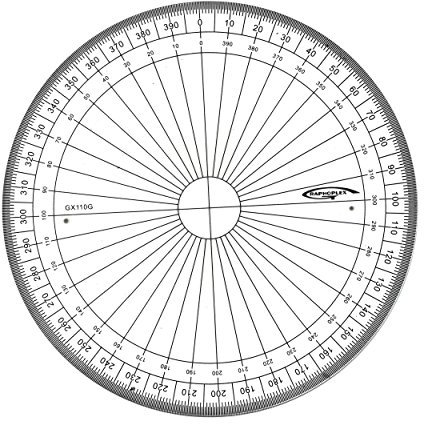 GRAPHOPLEX Goniometro Cerchio Intero 10 cm G - Graduazione 400 Gradi - Trasparente e Leggibile - Misurazione Angoli in Sistema Centesimale - Materiale Geometria Circolare Professionale - Infrangibile