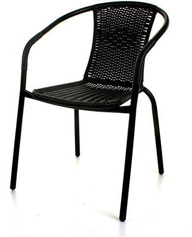 Marko Outdoor Black Outdoor Wicker Rattan Bistro Chair Metal Frame Woven Seat Indoor Outdoor (4 Chairs)