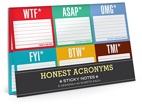 Knock Knock Sticky Notes - Honest Acronyms, 6 Pack