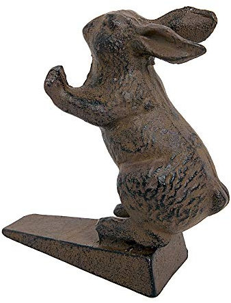 16cm Cast Iron Rabbit Doorstop - Mr Rabbit is holding The door open! - an amusing and practical accessory for any doorway!