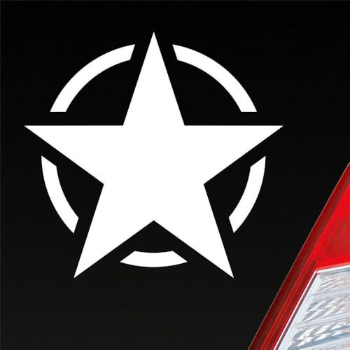 Auto Aufkleber US Army Stern USA Amerika America 10,2x9,7 cm Weiss Matt Sticker Heckscheibenaufkleber
