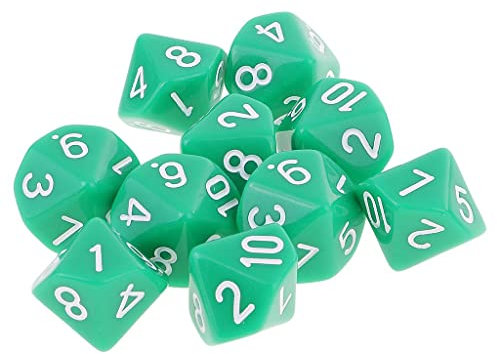Sharplace 10 Stück DND Würfel für Rollenspiele, Polyedrische Würfel Dungeon and Dragons, Tischspielwürfel, 16 mm Acrylwürfel Puzzle Brettspielwürfel für Pathfinder DND RPG MTG D&D D10, Hellgrün