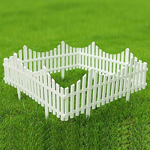 Sungmor Recinzioni da giardino in plastica bianca, 248 cm, confezione da 4