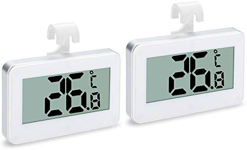 2-Pack Digital Refrigerator Fridge Thermometer, Waterproof Wireless Freezer Room Temperature Monitor from -20 to 60 Degree w/Magnetic Hook & Large Big LCD Display for Indoor/Outdoor