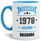Tassendruck Geburtstags-Tasse Geboren 1978 Eine Legende aus Duisburg Innen & Henkel Hellblau/Geschenk/mit Spruch/Mug/Cup/Becher/Qualität Made in Germany
