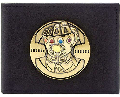 Avenger Infinity Gauntlet Soul Gems Metal Emblem Wallet Bi-Fold ID & Card Holder, Black