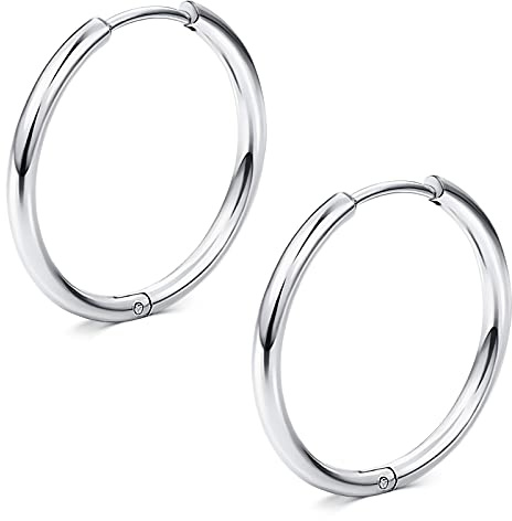 Funseedrr 1-5 Paar Hinged Huggie Ohrring 18G Edelstahl Creolen Silber Ohrpiercing Schmuck Frauen Mann