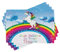 ABAKUHAUS Fantasie Platzmatten, Einhorn Regenbogen-Fantasie, Waschbare Stoff Esszimmer Küche Tischdekorations Digitaldruck, Blau Weiß