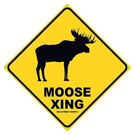 Lotusworld - Cartello Stradale in Alluminio con Alce Xing, 30,5 x 30,5 cm