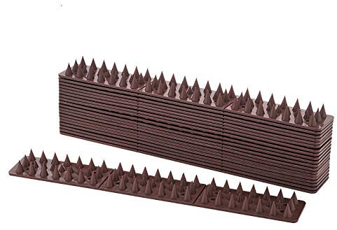 EXLECO 6M Repellente per Uccelli 20Pcs Dissuasori a Spuntoni Anti Piccioni in Plastica, Repellente Pannelli Bird Defense per Gatti Passeri Balconi Marrone
