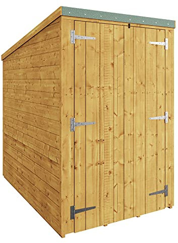 BillyOh Master 4x6 Wooden Garden Shed with Pent Roof – Secure Windowless Garden Storage Shed Design, Wide Double Doors, Tongue and Groove Wood Cladding, Easy Assembly & Complete Kit Outdoor Storage
