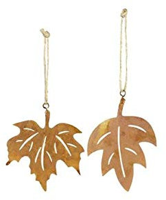 4 STK Metall BLÄTTER Herbstdeko ROST Farben Herbstblätter 8x8,5cm Anhänger EDEL Metallblätter Schmuck Deko Herbst