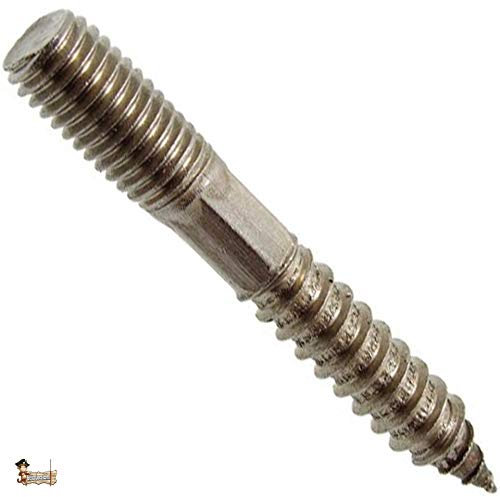 BricoLoco Schraubzwinge, Edelstahl, Doppelgewinde, Mittelteil, Sechskant, Holzverbindung oder Dübel mit metrischem Gewinde (100, 10 x 100)