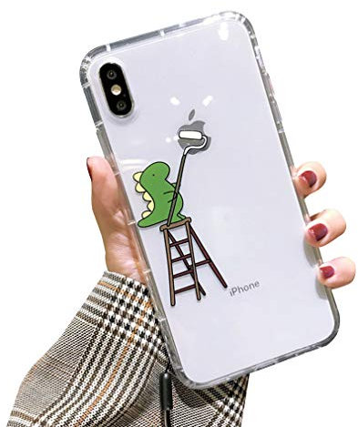 Emlivi Cover per iPhone 12, in silicone ultra sottile, trasparente, anti-urto, flessibile, in TPU, per Apple iPhone 12 (6,1), motivo: dinosauro