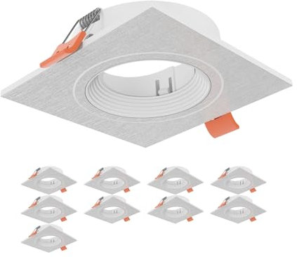 ledscom.de 10 cadres d'encastrement au plafond KUN, angulaires, pivotants, blancs