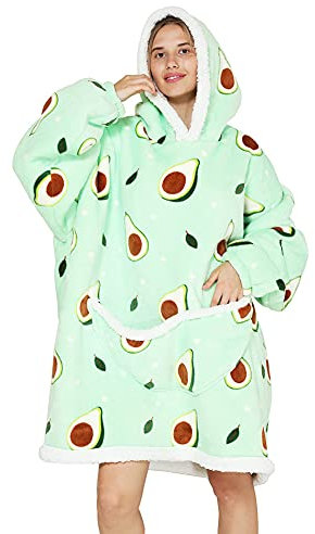 chuangminghangqi Cosy Hoodie Deckenpulli Oversized Pullover Damen Riesige Fronttasche Tragbare Decke mit Ärmeln Sofadecke Übergroße Decken Hoodie Sweatshirt Warme Schlafanzug(Avocado)
