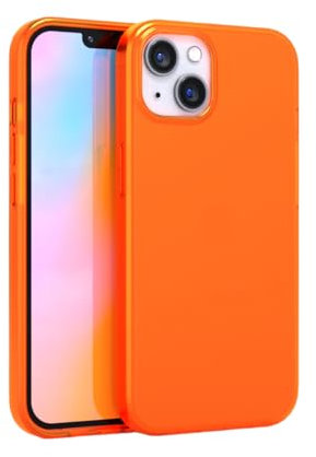 FELONY CASE - iPhone 13 Mini Neon Orange Clear Protective Case, TPU and Polycarbonate Shock-Absorbing Bright Cover - Crack Proof with a Gloss Finish - Full iPhone Protection