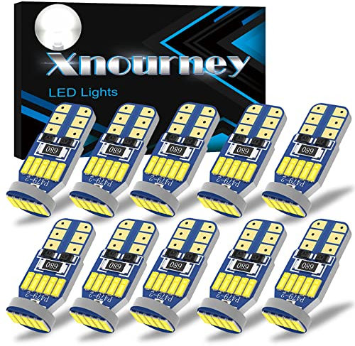 Xnourney 10PCS 194 501 W5W LED Car Bulbs, 12V T10 168 LED Bulbs, 15smd 4014 chipset LED Lights for Car Interior Reading Lights, Number Plate Lights, Dome Lights, Side Lights,6000K White