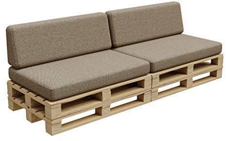 Gutekissen® Palettenkissen, Palletenpolster, Gartenkissen, Palettenauflagen, Sofa, Kissen, Polster, Auflagen Indoor Outdoor PFBG (2X Set (120x80 + 120x35), Beige)
