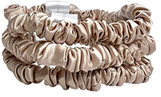Jasmine Silk Charmeuse Haargummis aus reiner Seide, 3 Stück, hautfarben