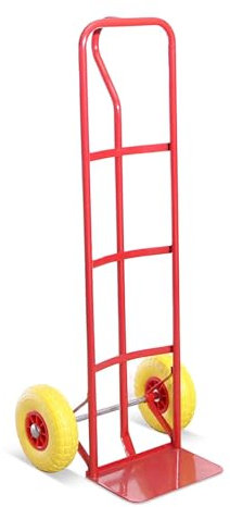 G-Rack | Steel Sack Truck | Heavy Duty Sack Barrows | Trolley on Wheels | Folding Hand Truck Trolley with Anti Puncture Tyres | Suitable for Lifting, Delivery, Moving | 35 x 40 x 130 cm (Red)