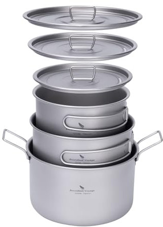 iBasingo Titan Kochtopf 1.2L & 1.8L & 2.4L Outdoor Camping Kochgeschirr Saucentopf Feuertopf für 1-3 Personen Leichte Tragbar Reise Topf Koch Set Backpacking Ausrüstung Ti2109C