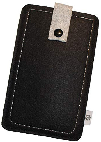 Davii Handy Filztasche kompatibel mit Cubot King Kong 5 / Note 9 mit Hülle, Handytasche Einsteck Etui mit Band, Robust, weich, Rundumschutz Schwarz - Big