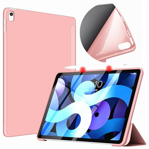VAGHVEO Hülle für iPad 11. Generation (A16) 11 Zoll 2025 / iPad 10. Generation 2022 10,9 Zoll mit Flexible Weiche TPU Rückseite, Schlank Leicht Dreifach Faltbar Ständer Schutzhülle, Rosé Gold