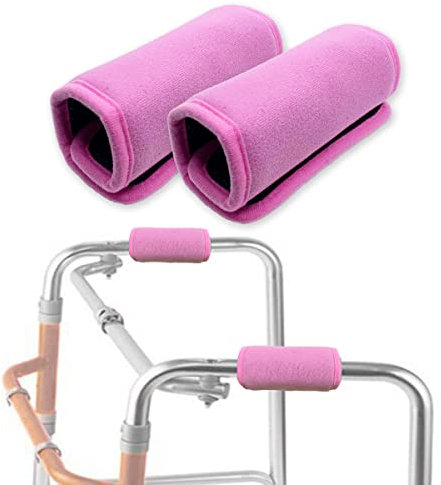 Universal Walker Gepolsterte Handgriffbezüge, Premium Medizinisches Weiches Kissen Memory Foam Core Polsterung, Feuchtigkeitstransport, Komfort, Waschbar, Rosa