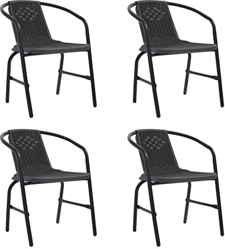 homiuse 62x55x74 cm Gartenstühle 4 STK. Rattan-Optik Kunststoff und Stahl 110 kg Gartenstuhl-Set Stapelstuhl Balkon Stuhl Gartenstühle Rattan Sessel Loungesessel für Garten Terrasse Komfortables
