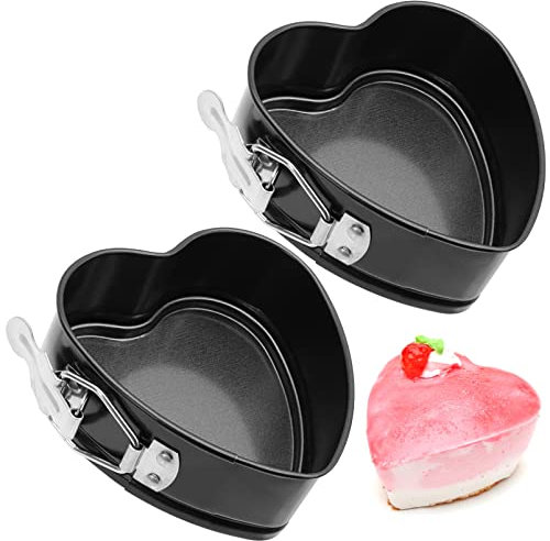 YAXIDAEVER 2 Piezas Molde Desmontable Corazón,Mini Moldes para Pasteles Spring Forma,Molde en Forma de Corazón,para la Cocina Casera Hacer Pastel Queso Pan 11.8 * 11.7 * 4.4cm