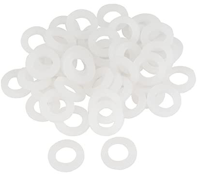 Grekywin 50-pcs Silikon-flache Unterlegscheibe 19mm OD, 11mm ID, 3mm Stärke, Dichtung für Duschschlauch (weiß)