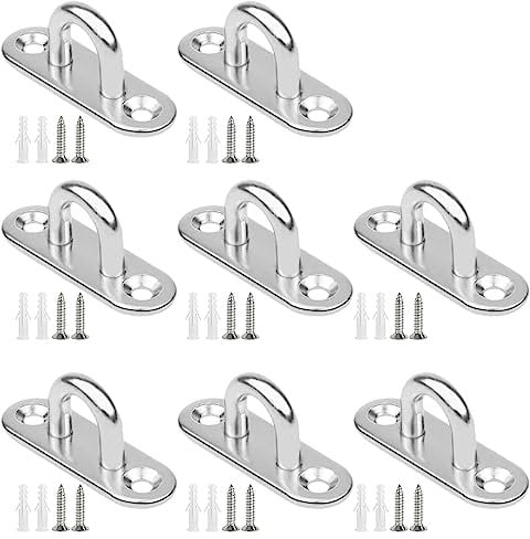 Gsrhzd augplatte edelstahl, augplatte mit öse M5, 8 PCS Edelstahl-Augenplatte, Metall-Befestigungsring, Deckenhaken, Ösenplatte, Befestigungshaken für hängende Gegenstände, Markisen, Deckplatten