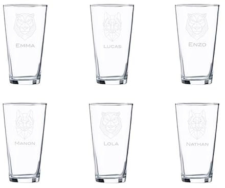 Verre personnalisable 39cl (Lot de 6) Mabouteille.fr® - Style verre whisky personnalisé gravure laser avec logo, citation, surnom, date… [ Verre personnalisé avec prénom ]