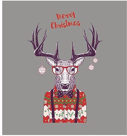 Jilibaba Weihnachts-Flicken zum Aufbügeln, Elch mit Brille, Wärmeübertragungsflicken, Applikationen, Aufkleber für DIY, Hut, T-Shirt, Jeans, Zubehör, L