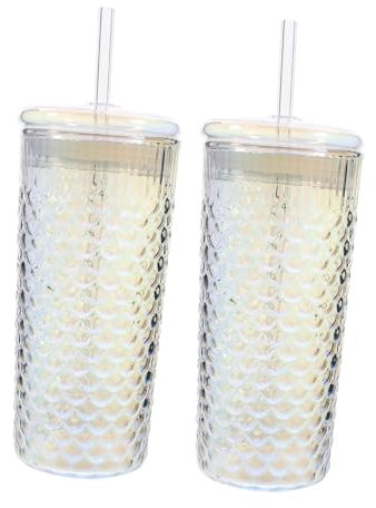 OKUMEYR 2 Bicchieri Leggeri Portatili Bicchieri Acqua Con Coperchio Cannuccia Bevande Succo Freddo Utilizzo