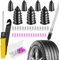 UEPOA 30 Stück Reifenreparaturset Motorrad, Gummi Reifen Reparaturset Vakuum Reifen Reparatur Nagel Schlauchlose Tubeless mit Schraubendreher Reifenreparatur für Fahrrad Auto Motorrad