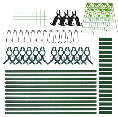 122 x 122 cm A-Rahmen-Spalier für Gemüse, Gurken Klettern Rankgitter, faltbares Gartenspalier, faltbares Gurkenspalier-Set, Wachstumsunterstützung für Kletterpflanze, Gurken, Blumen, Me-lon, Gemüse
