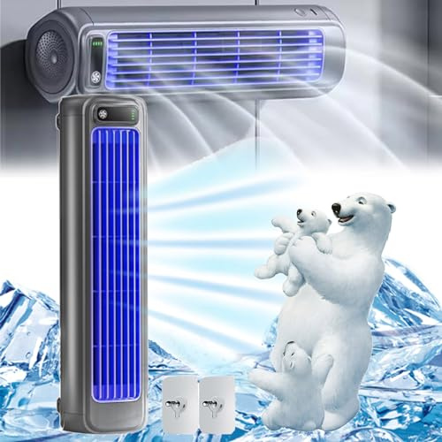Ace Cooler Air Conditioner, 500 BTU/hr, Portable & Rechargeable, Evaporative Cooling, 3 Wind Speeds, for Room/Office/Kitchen (Rechargeable-Grey)