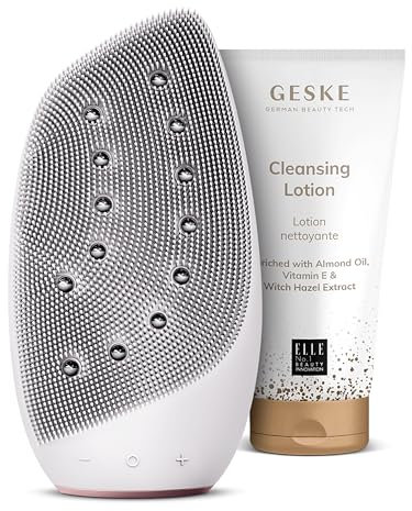 GESKE | SmartAppGuided™ Sonic Thermo Facial Brush & Face-Lifter | 8 in 1 + GESKE Cleansing Lotion | Set mit passender Kosmetik-Zugabe | Beauty-Bundle