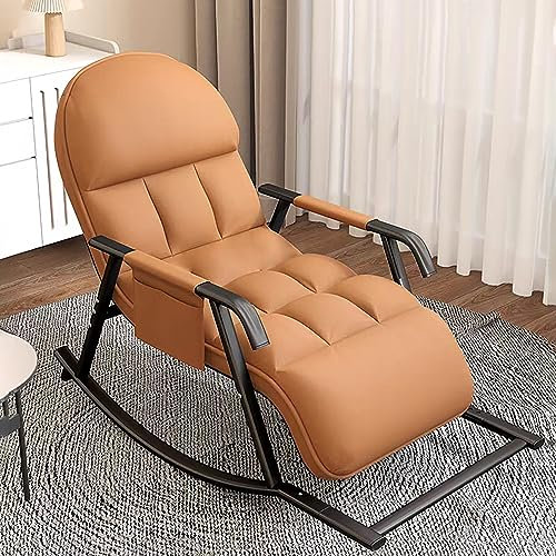 Outdoor Schaukelstuhl mit 5-Fach verstellbarem Fußteil und Rückenlehne - gepolsterte Schaukelliege in zum Entspannen im Garten oder Balkon