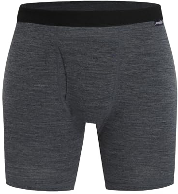 ACUSHLA Biancheria intima da uomo in lana merino, traspirante, morbida, controllo degli odori, boxer slip, Grigio Scuro 06, Medium