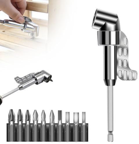 105° Winkelschrauber Vorsatz Adapter, Winkelschrauber Aufsatz Set, 105-Grad-Rechtswinkeldrilladapter, Winkelbohraufsatz mit Bend Screwdriver Magnetischen Bit, Winkelschraubervorsatz (Lang)