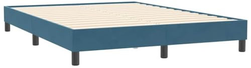 vidaXL Boxspringbett ohne Matratze Dunkelblau 140x210 cm Samt, Bett, Bettgestell, Doppelbett, Schlafzimmermöbel, Bettrahmen, Samtbett, Polsterbett