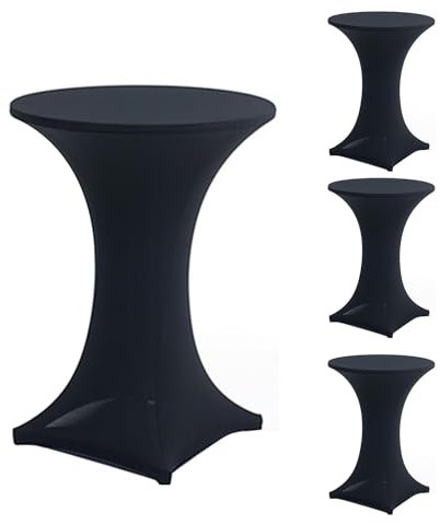 Tigerkinwit Stretch Stehtischhusse 2 Stück Tischhusse rund Husse für Stehtische Ø 80-85 cm Elegante Waschbare Tischdecke für Bar Geburtstagsfeier Hochzeit Bistrotische 80×110cm (Black, 4packs)