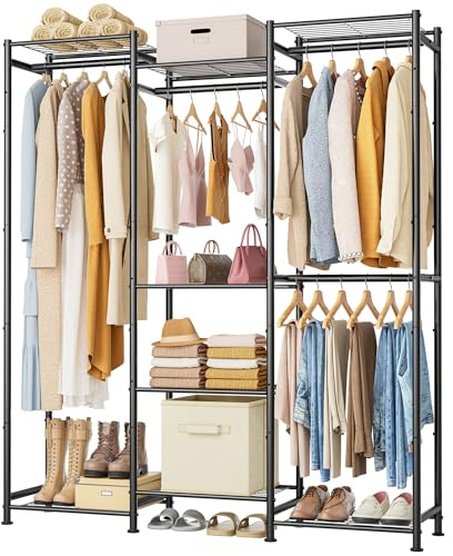 HOMIDEC Wardrobe Closet, 4 Hanging Spaces Portable Clothes Rack