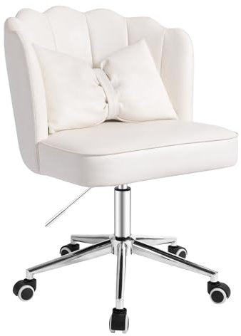 Schminktisch Stuhl - Bequemer Schreibtischstuhl, Drehstuhl mit Rollen, Bürostuhl mit blütenförmigen Rückenlehnen, Höhenverstellbarer Schminkstuhl, Schreibtisch Stuhl für Schlafzimmer, Studieren