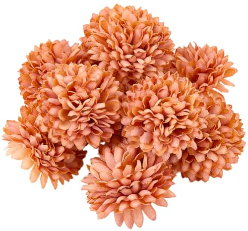 CREATCABIN 20 pieza de Flores de Crisantemo de Mandarina para Decoración, Pequeñas Flores Artificiales, Flores Falsas, Flores Realistas para Decoración de Bodas, Fiestas En el Jardín, Arreglos Florale