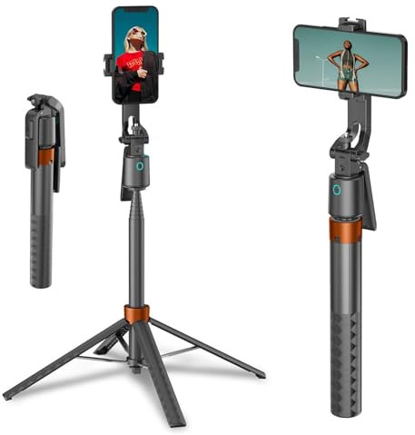 Auto Face Tracking Tripod for iPhone,70 Tall Travel Phone Tripod with Remote and Gesture Control,Selfie Stick Stand for Video Recording&TikTok Live Streaming&Content Creator(without Fill Lights)